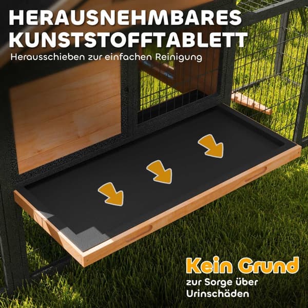 Kaninhytte 2 plan med gavltak Kaninbu i heltre Vintertett dobbeltetasjes hus med uteinnhegning 217x53x86 cm Kaninbur Utendørs smådyrsbu for kaniner Gu