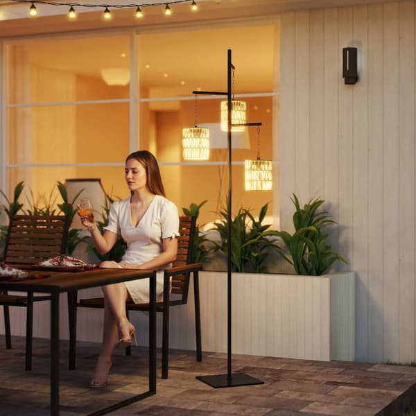 Solar golvlampa rotting solar lampor med ljussensor 3 lampor automatisk solar ljus i boho stil IP44 vattentät solar lampa utomhus lampa solar lantern