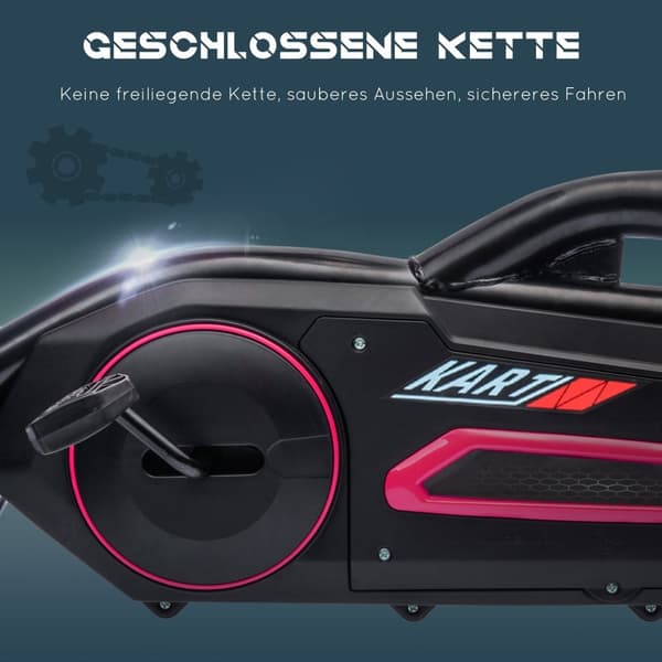 Karting-poljinauto käsijarrulla, säädettävä istuin, eteenpäin- ja peruutusvaihde, poljinauto lastenajoneuvo Kettcar lapsille 3-8v pinkki