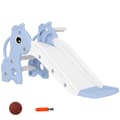 Miniatyrbillede 1 af 10: Rutsjebane til børn, 3 i 1, rutchebane til småbørn med basketballkurve, rutsjebane med basketball til børn 1 til 3 år, indendørs, blå 106 x 51,5 x 52