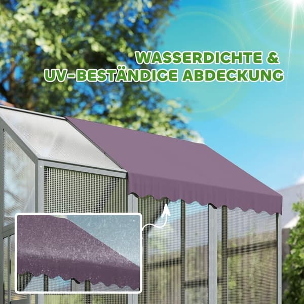 Hønsegård utendørs innhegning 1,7x1,8x1,8 m utendørs innhegning med lås hønsehus i grantre med vanntett, anti-UV tak utendørs fjærkrebur for hønsebur,