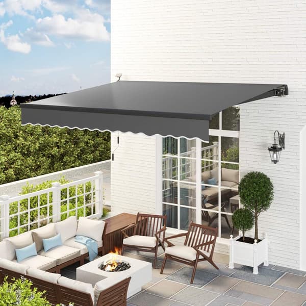 Spændemarkise med håndsving, solcellelys, foldearmsmarkise, solafskærmning, UV 50+, altanmarkise inkl. vægbeslag, solsejl, 400 cm bred til terrasse, b