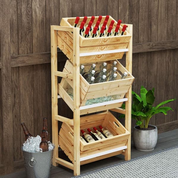 Drikkekassestativ for 3 drikkekasser, drikkestativ, trekassestativ med 3 nivåer, frittstående drikkekasseholder, belastning 150 kg, kassestativ for øl
