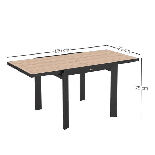 Puutarhapöytä jatkettava alumiininen 80/160x80 cm säänkestävä parvekepöytä liukumaton buffetpöytä retkeilypöytä 6 hengelle patiopöytä ulkoruokapöytä p