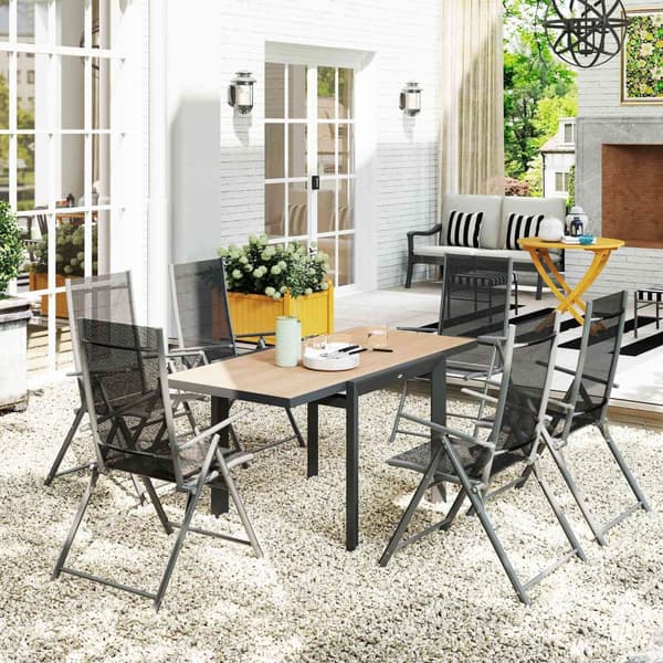 Puutarhapöytä jatkettava alumiininen 80/160x80 cm säänkestävä parvekepöytä liukumaton buffetpöytä retkeilypöytä 6 hengelle patiopöytä ulkoruokapöytä p
