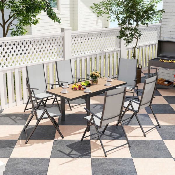 Puutarhapöytä jatkettava alumiininen 80/160x80 cm säänkestävä parvekepöytä liukumaton buffetpöytä retkeilypöytä 6 hengelle patiopöytä ulkoruokapöytä p