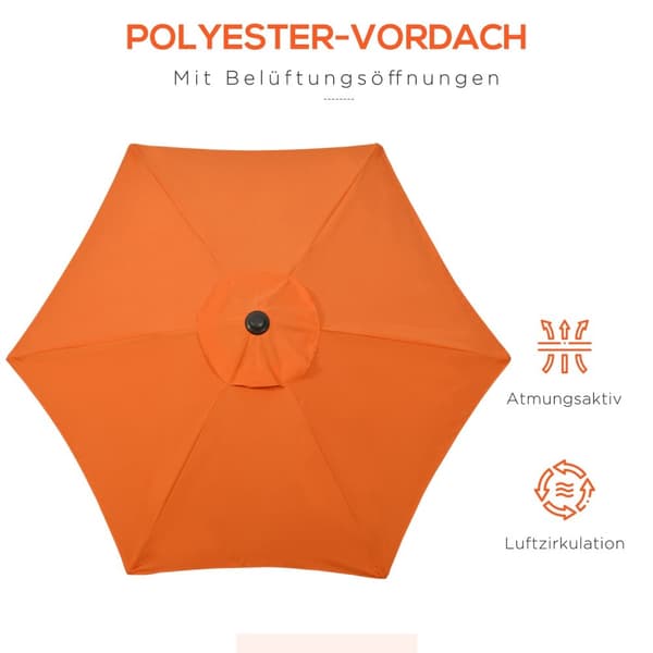 Parasoll Ø196 cm, roterende parasoll med sammenleggbar funksjon, sekskantet balkongparaply, strandparasoll, vindtett, stabil markedsparaply, sveivpara