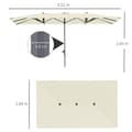 Pikkukuva 4 / 10: Kaksinkertainen päivänvarjo kampi 451 x 264 cm, UV-suoja 50+ päivänvarjo, tuulenpitävä puutarha sateenvarjo Parveke sateenvarjo Alumiini Market Sateen