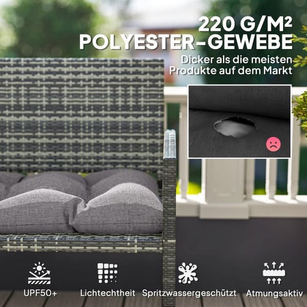 Benkepute 105 x 46 x 12,5 cm Benkepute med stropper, utendørs sittepute, vannavstøtende stolpute UPF50+, setepute, sittepute, benkpute til hagemøbler,