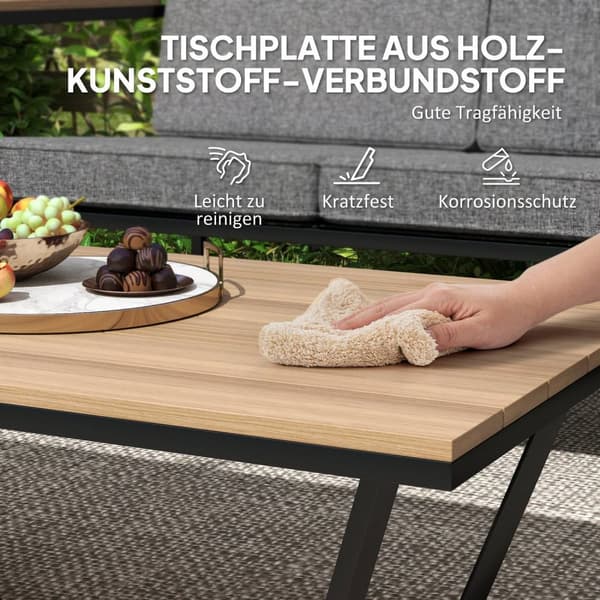 Hagemøbelsett for 4 personer, værbestandig balkongmøbelsett med 2 sofaer, 2 stoler, sittepute, sidebord, uteservering, utemøbler, hagesett for hage, t