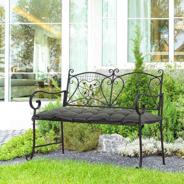 Sittdyna 100x40 cm stolsdyna med knytband, 10 cm tjock stoppning, tvättbar sittdyna för hem, trädgård, soffa, stolar, mörkgrå