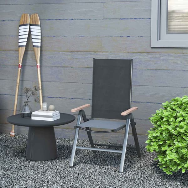 Hagestol laget av stål, sammenleggbar stol med armlener, sammenleggbar balkongstol, campingstol, 120 kg bæreevne, terrassestol med høy rygg for hage,