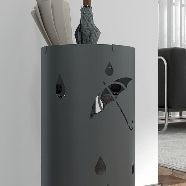 Sateenvarjoteline Sateenvarjoteline 4 koukulla ja irrotettavalla tippa-alustalla Sateenvarjoteline kävelykepeille ja sateenvarjoille Teräs Ø17 x 41 cm