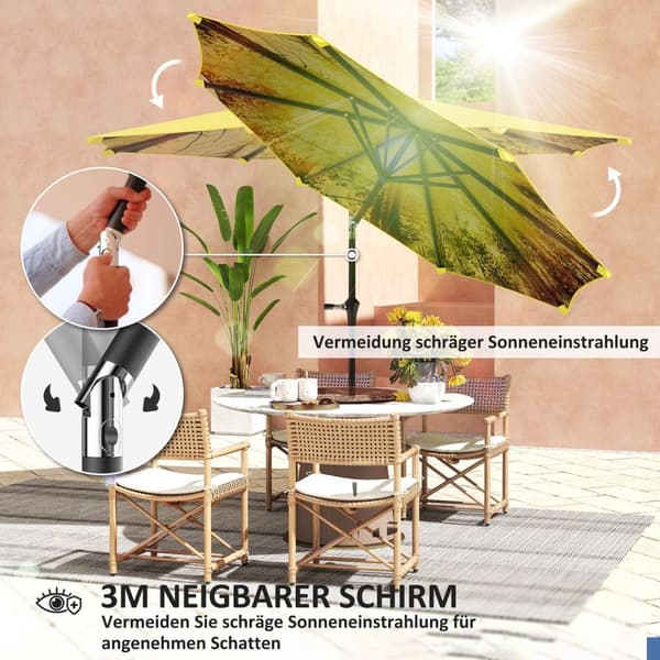 Aurinkovarjo Ø300 cm, aurinkovarjo käsikammalla, kuvio?kahdeksankulmainen parvekkeen sateenvarjo, aurinkovarjo, tuulenpitävä, vakaa markkinasateenvarj