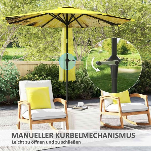 Aurinkovarjo Ø300 cm, aurinkovarjo käsikammalla, kuvio?kahdeksankulmainen parvekkeen sateenvarjo, aurinkovarjo, tuulenpitävä, vakaa markkinasateenvarj