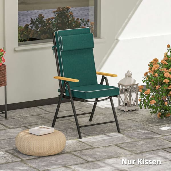 Setepute 120 x 47 x 9,5 cm vannavstøtende stolpute med knyter, hodestøtte, UPF50+ utendørs sitteunderlag innendørs, sitteunderlag for sammenleggbar st
