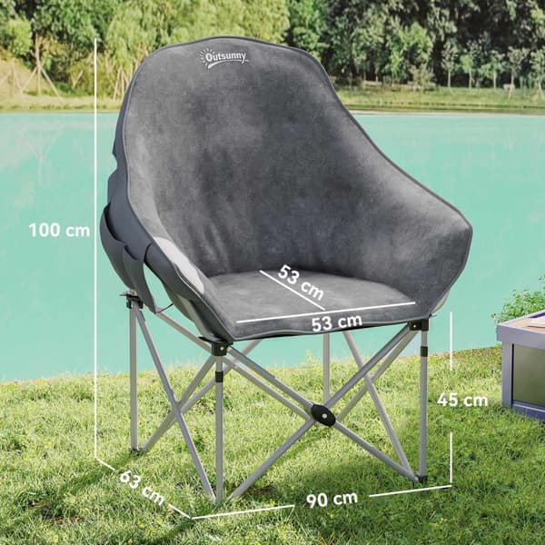 Foldestol, foldbar campingstol med sidelomme, polstret bæretaske, udendørs klapstol, bæreevne op til 120 kg, robust, let fiskestol, havestol til have,