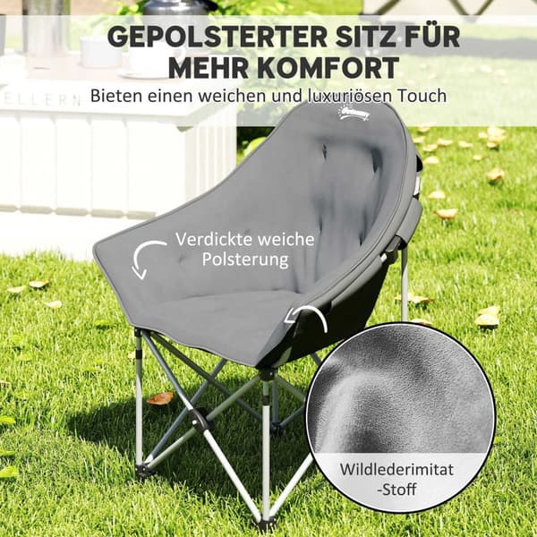 Foldestol, foldbar campingstol med sidelomme, polstret bæretaske, udendørs klapstol, bæreevne op til 120 kg, robust, let fiskestol, havestol til have,
