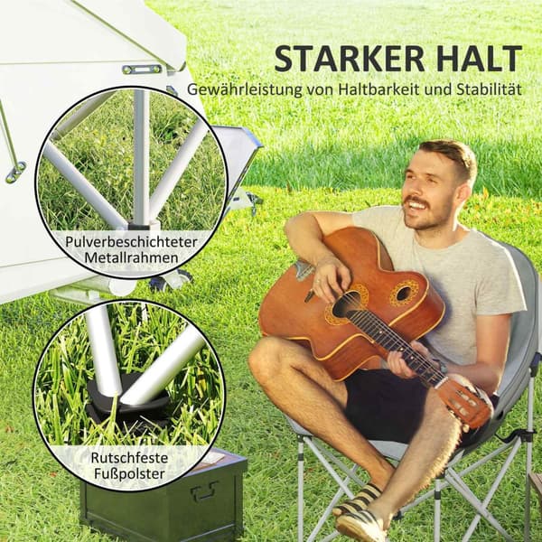 Foldestol, foldbar campingstol med sidelomme, polstret bæretaske, udendørs klapstol, bæreevne op til 120 kg, robust, let fiskestol, havestol til have,