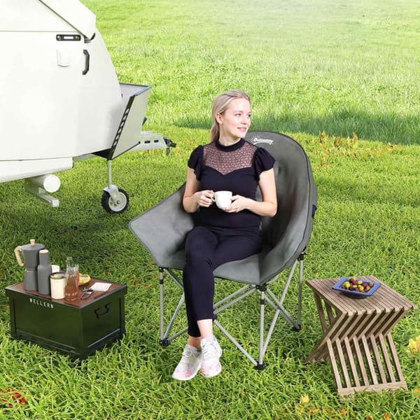 Foldestol, foldbar campingstol med sidelomme, polstret bæretaske, udendørs klapstol, bæreevne op til 120 kg, robust, let fiskestol, havestol til have,
