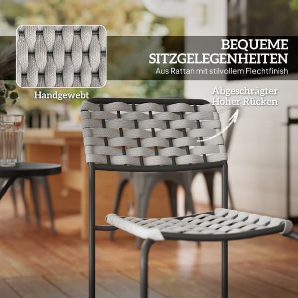 Hagemøbelsett i polyrattan, utestue balkongmøbler for 2 personer, 3-delt sittegruppe med 2 stabelbare stoler, bord, værbestandig hagesalong for hage,