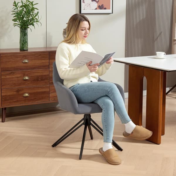 Spisestuestol polstret stol med armlæn køkkenstol stuestol fløjlslook retro design stålgrå 58 x 60,5 x 79 cm Aosom