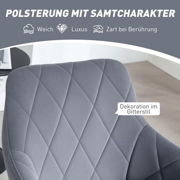 Spisestuestol polstret stol med armlæn køkkenstol stuestol fløjlslook retro design stålgrå 58 x 60,5 x 79 cm Aosom