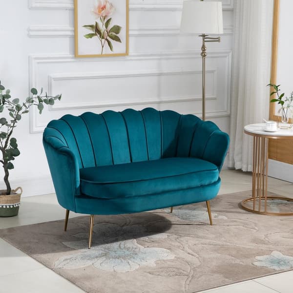 Sofa 2-seters sofa med armlener Tykt polstret, polstret sofa Moderne dobbelsofa med fløyel Look for Stue Soverom 130 x 77 x 77 cm Mørkegrønn
