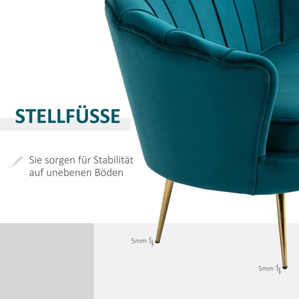 Sofa 2-seters sofa med armlener Tykt polstret, polstret sofa Moderne dobbelsofa med fløyel Look for Stue Soverom 130 x 77 x 77 cm Mørkegrønn