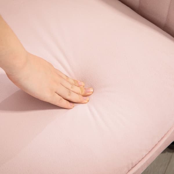 Skrivebordsstol Høydejusterbar kontorstol Svingbar hjemmekontorstol med rygg og armlener Velvet Look Sminkebord Stol for Studierom Rosa Aosom