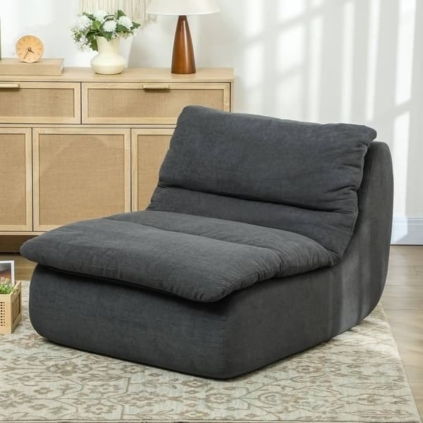 Gulvstol med skum med ultrahøy tetthet i ett stykke, Lazy-sofa på gulv med vaskbart trekk Meditasjonsstol Relax-stol for hjem, kontor, grå Aosom