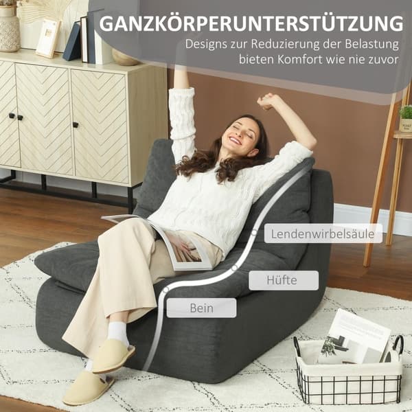 Gulvstol med skum med ultrahøy tetthet i ett stykke, Lazy-sofa på gulv med vaskbart trekk Meditasjonsstol Relax-stol for hjem, kontor, grå Aosom