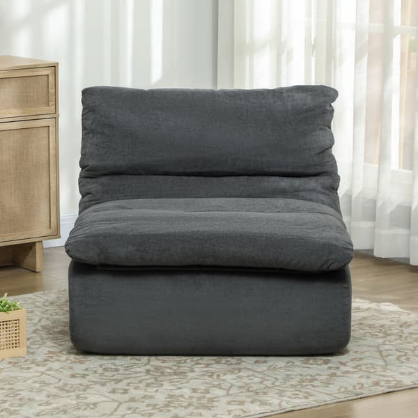 Gulvstol med skum med ultrahøy tetthet i ett stykke, Lazy-sofa på gulv med vaskbart trekk Meditasjonsstol Relax-stol for hjem, kontor, grå Aosom