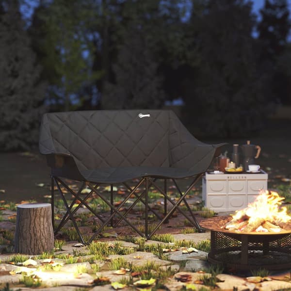 Foldestol, foldbar 2-personers campingstol med køletasker, bæretaske, udendørs klapstol, bærende op til 250 kg, robust, let polstret, fiskestol, haves