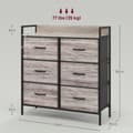 Miniatyrbillede 4 af 10: Kommode med 6 skuffer lavet af stofopbevaringsskab med trælook, greb, stålstel, industriel design skænk til stue grå Aosom
