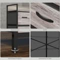 Miniatyrbillede 8 af 10: Kommode med 6 skuffer lavet af stofopbevaringsskab med trælook, greb, stålstel, industriel design skænk til stue grå Aosom