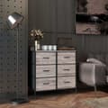 Miniatyrbillede 2 af 10: Kommode med 6 skuffer lavet af stofopbevaringsskab med trælook, greb, stålstel, industriel design skænk til stue grå Aosom