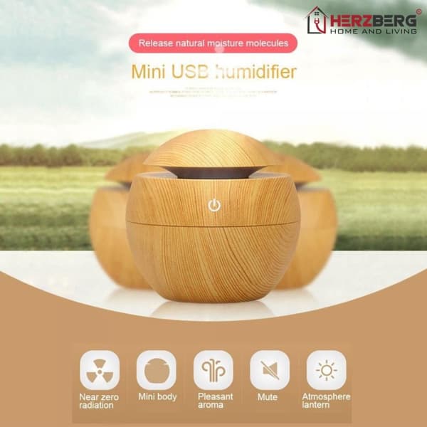 Herzberg Luftfukter Aroma Oil Diffuser Mørkt tre