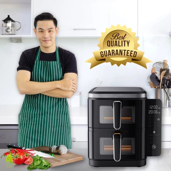 Comfy Nest CN-06184: 2800W Air Fryer med dobbeltkurv med vindue og sidepanel - 11L