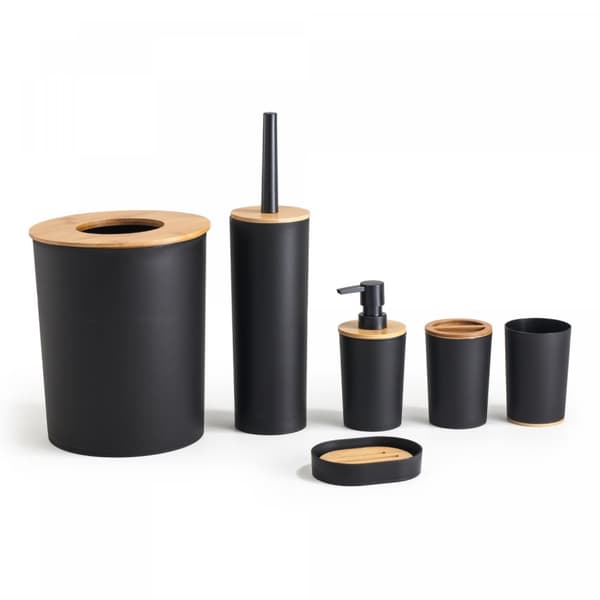 Herzberg HG-04456: 6 delar bambu badrumsset - mattsvart