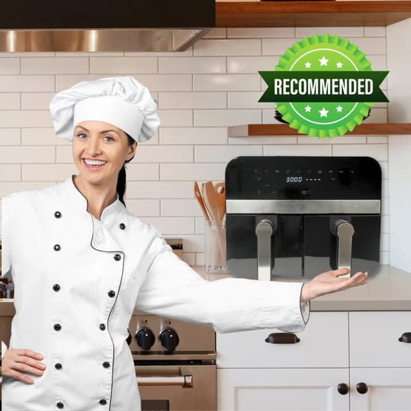 Comfy Nest CN-AFD45NB: 2400W sort dobbeltkurv Digital Air Fryer - 9L