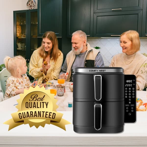 Comfy Nest CN-06177: 2800W dobbeltkurv Air Fryer med digitalt sammenfoldelig sidepanel - 11L