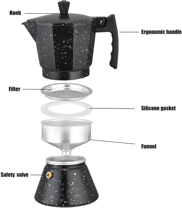 Eisenbach LSS06:Aluminium Espresso Moka Pot Kaffemaskine - 6 kopper