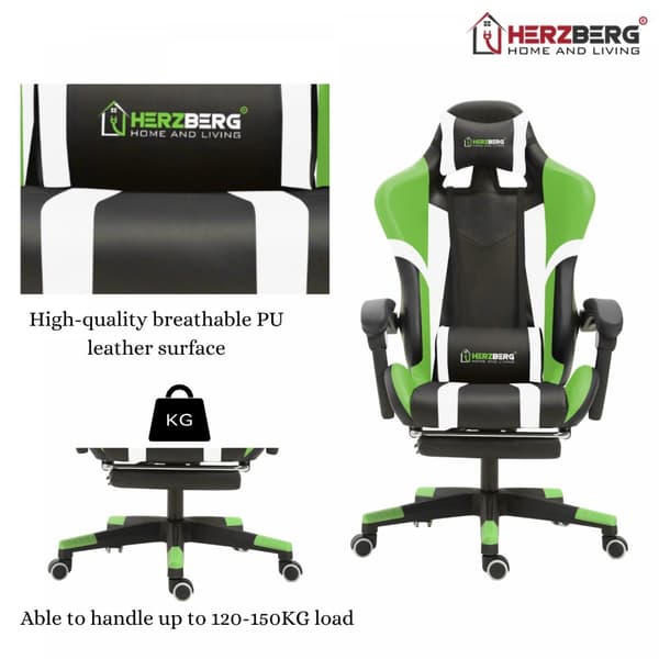Herzberg HG-8083: Trefarvet spille- og kontorstol med lineær accent gul
