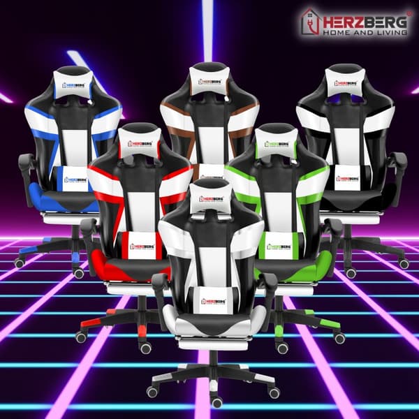 Herzberg HG-8082: Trefarget spill- og kontorstol med T-formet aksentkaffe