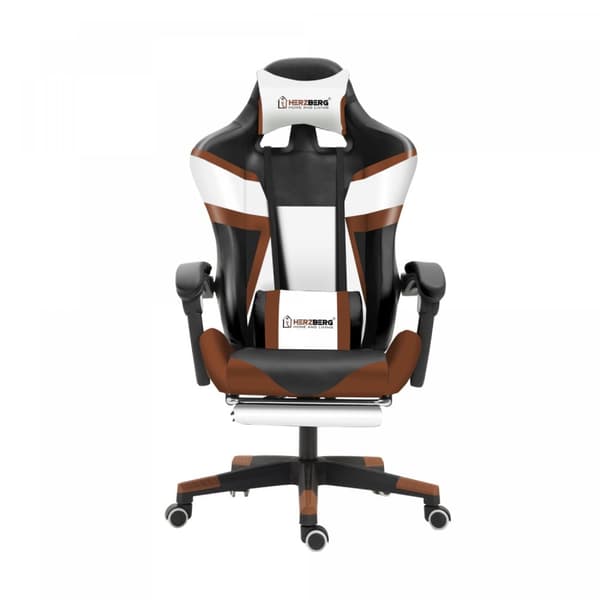 Herzberg HG-8082: Trefarget spill- og kontorstol med T-formet aksentkaffe