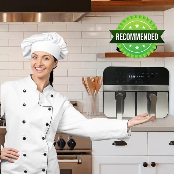 Comfy Nest CN-AFD45NS: 2400W Double Basket Digital S/S Airfryer - 9L