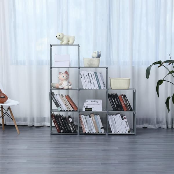 Herzberg HG-03633: 9-lags trappehylle Bokskap Oppbevaringsstativ (125x125cm) - Grå
