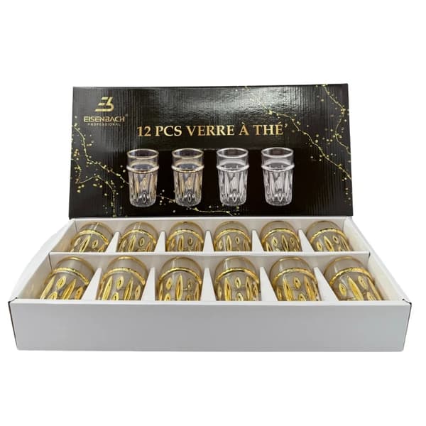 Eisenbach EB-GLS12G: 12 stykker teglas med guld accent