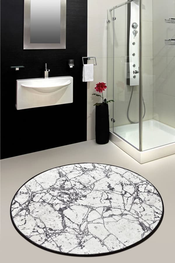 Badematte marmor (140 cm) - Hvit